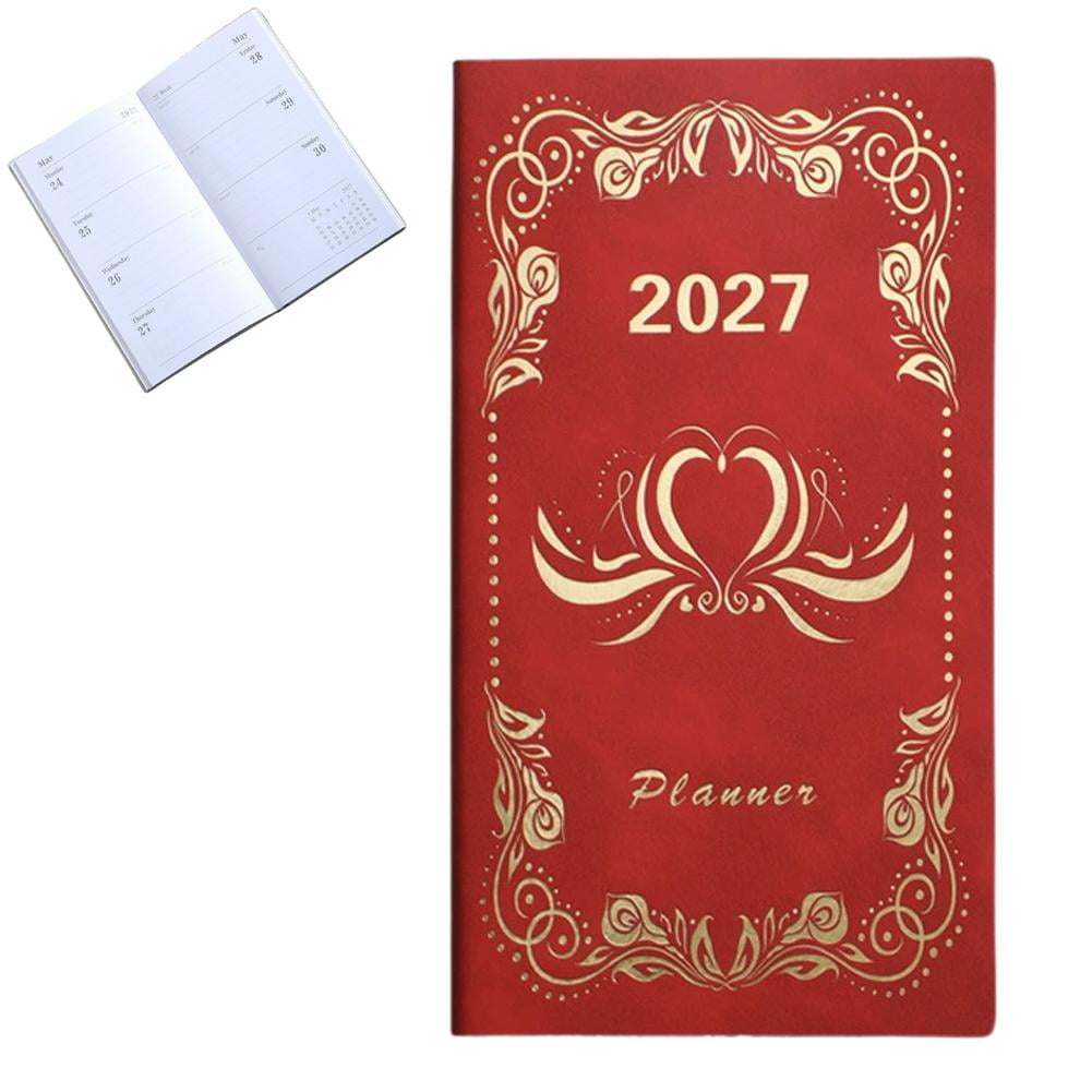 A6 Weekly Monthly Planner, 2027 Pu Cover Notebook, Daily Schedule Business Budget Calendar Book Academic Student Travel Journal