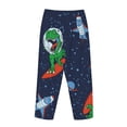 thumbnail image 5 of Disketp Dinosaur Astronaut Space Surfing Print Women'S Comfy Pajama Pants Casual Drawstring Palazzo Lounge Wide Leg Pants, 5 of 9