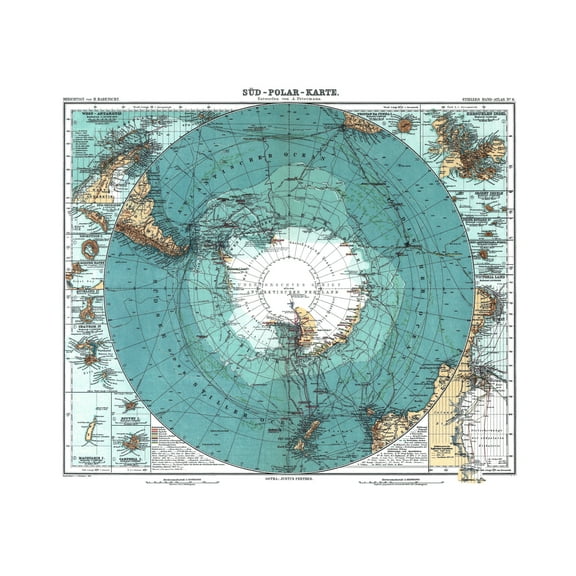 Map Petermann Habenicht 1912 Antarctica German Extra Large XL Wall Art Poster Print