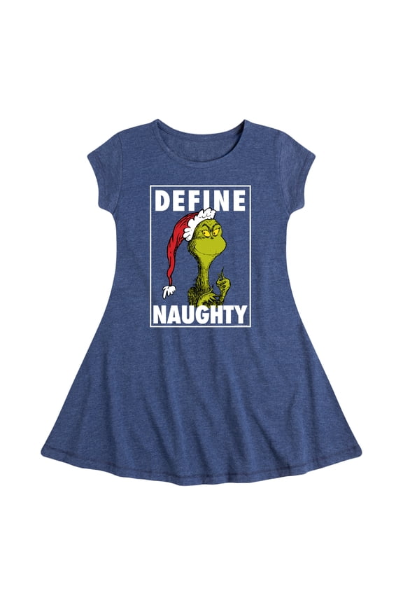 Dr. Seuss The Grinch - Christmas - Define Naughty - Toddler & Youth Girls Fit & Flare Dress