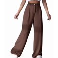 thumbnail image 3 of Women'S Dressy Trousers Solid Color Straight Leg Suit Pants Brown L, 3 of 9