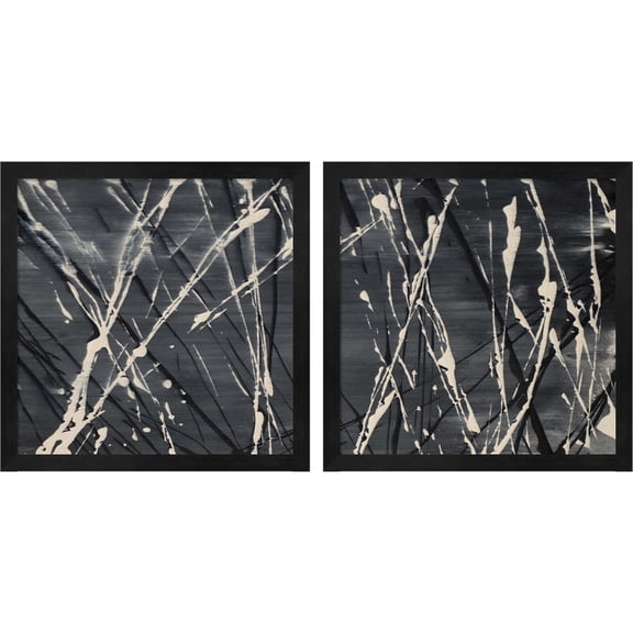 Great Art Now Dark Cloudy Mist by Merri Pattinian, 2 Piece Framed Art Set Each 13.25"W x 13.25"H