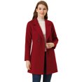 thumbnail image 1 of Abrigos de invierno raglán cruzados con solapa con muesca para mujer Rojo oscuro S, 1 of 6