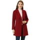 thumbnail image 1 of Abrigos de invierno raglán cruzados con solapa con muesca para mujer Rojo oscuro S, 1 of 6