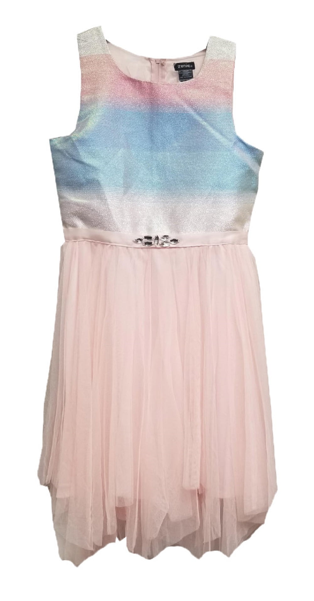 Zunie Girls Special Occasion Sleeveless Dress Pink Rainbow (12