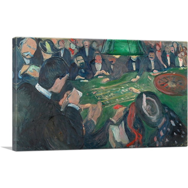 ARTCANVAS à la Table de Roulette à Monte-Carlo 1892 Impression d'Art sur Toile par Edvard Munch - Taille : 18 Pouces x 12 Pouces (Profondeur 1,50 Pouces)