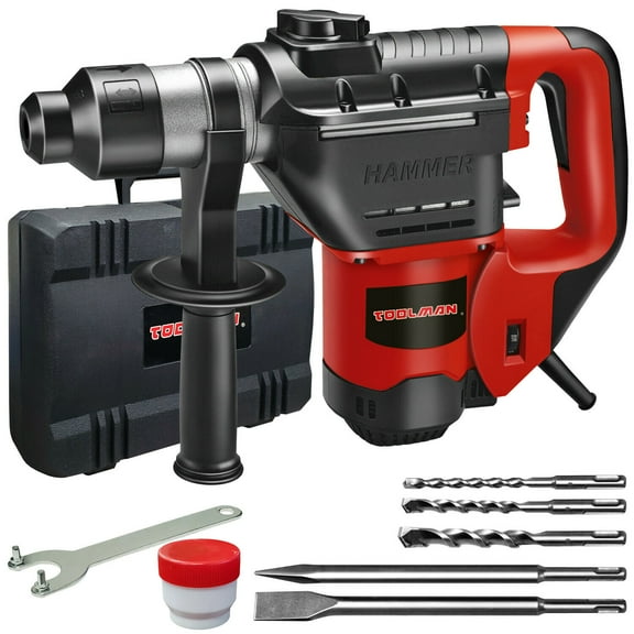 1-1/4" SDS Plus Electric Rotary Hammer Drill Chisel Point & Flat Bits w/ Case