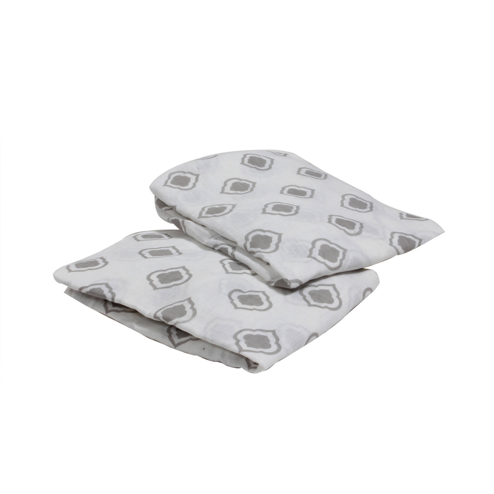 Bacati - Morocan Tiles Crib/Toddler Bed Fitted Sheets 100% Cotton Muslin 2 Pack, Gray