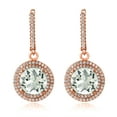 thumbnail image 2 of Gem Stone King 8.30 Ct Round Green Prasiolite 18K Rose Gold Plated Silver Earrings, 2 of 3
