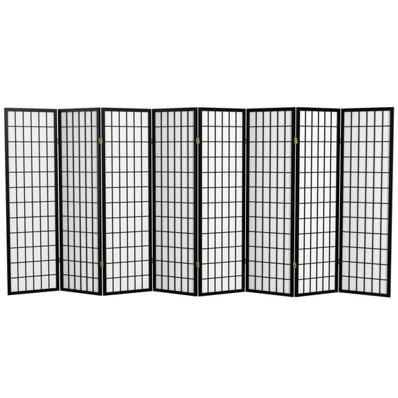 5 ft. Tall Window Pane Shoji Screen - Black - 8 Panels