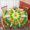 Red And Green-1, variant on Red and Yellow Tie Dye Pattern Round Tablecloth 70"x70", Wrinkle Resistant Wipeable Table Cover for Kitchen Dining Room Picnic Patio and Party