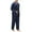 Navy, variant on pstuiky Mens Pajama Sets Casual Solid Color Breathable Silk Pajamas Summer Loose Fit V-Neck Long Sleeve Sleepwear Mens Summer Pajamas Set