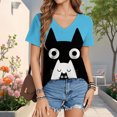 thumbnail image 3 of Yopmin Funny Cat Shirts for Women V Neck Summer Graphic Tees Funny Casual Clothes for Travel Dating Commuting, 3 of 6