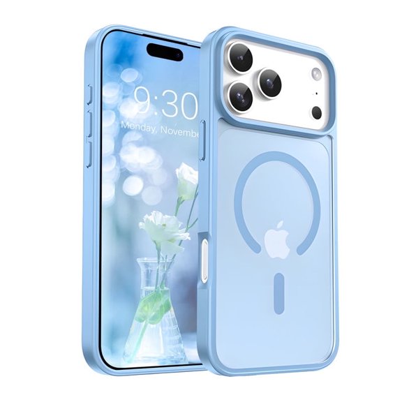 for iPhone 17 Pro Max Case Super Magnetic [Compatible with MagSafe] TPU Protective Translucent Matte Smooth, phone case for iPhone 17 Pro Max, Light Blue