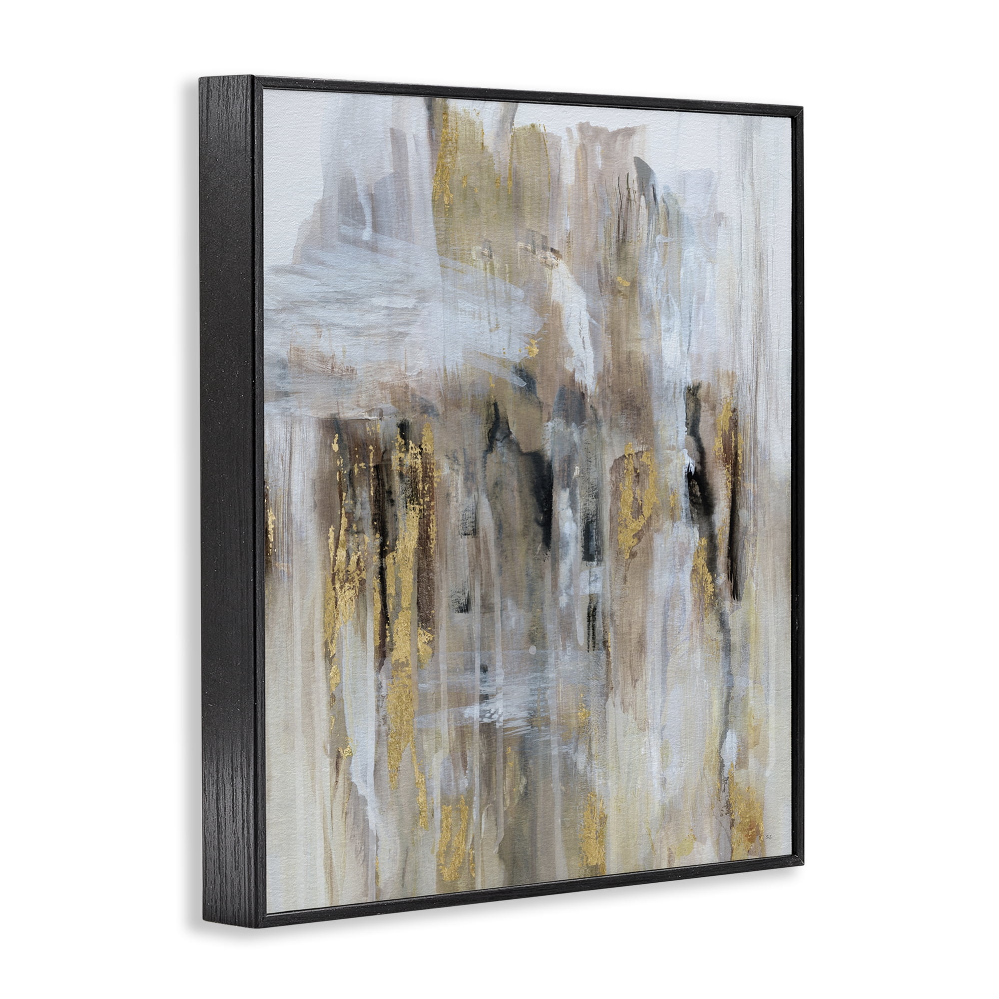 Stupell Industries Abstract Paint with Glam Accents Abstract Painting Black Framed Art Print Wall Art, 24 x 30