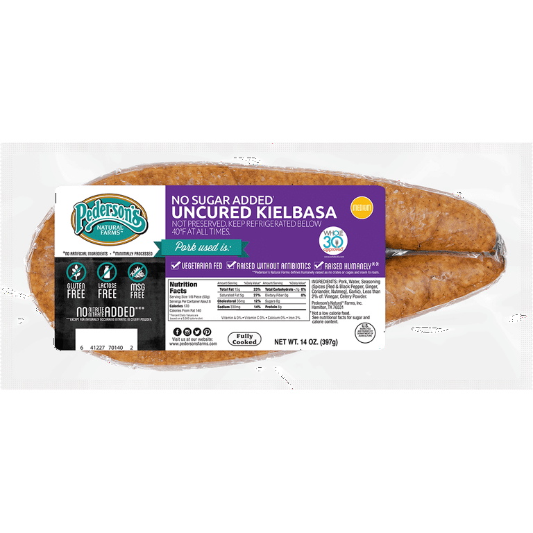Pederson s Farms No Sugar Added Uncured Kielbasa 4 Packages 14 Ounces Each