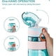 thumbnail image 2 of Botellas de agua para niños de 18 oz con tapa de paja y asa de transporte, botella de agua a prueba de fugas sin Bpa con botón pop para la escuela, verde azulado, 2 of 5