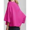 thumbnail image 3 of Short Sleeved Solid Color Women Casual Crewneck Knit Crop Sweater Tops, 3 of 5