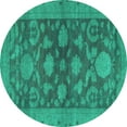 thumbnail image 1 of Ahgly Company Indoor Round Abstract Turquoise Blue Modern Area Rugs, 7' Round, 1 of 4