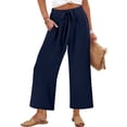 thumbnail image 7 of High Waisted Wide Leg Pants for Women Palazzo Trousers Gauze Casual Beach Travel Lounge Flowy Pant Summer 2026 Navy L 26/27", 7 of 7