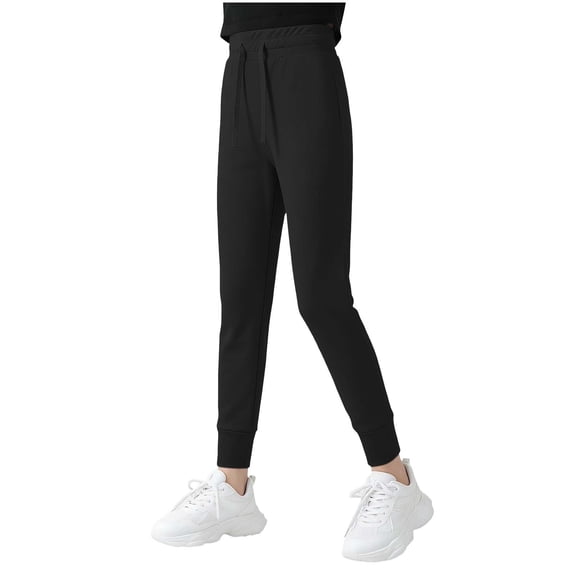 BaoFuBaoMei Joggers for Girls Solid Casual Leggings Drawstring Elastic Waist Comfortable Everyday Pants Outdoor Summer Trousers