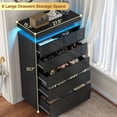 thumbnail image 6 of NEGYLIM 6 Drawer Black Dresser, High Gloss Dresser with LED Light for Bedroom, Living Room, Hallway, Easy Assembly, 6 of 11