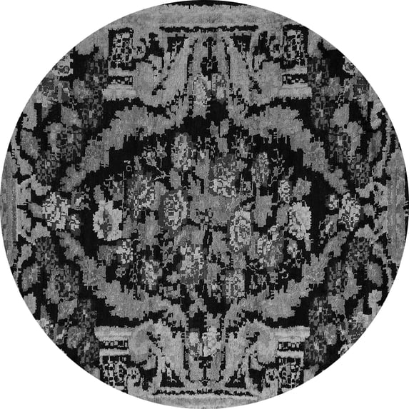 Ahgly Company Indoor Round Medallion Gray French Area Rugs, 7' Round