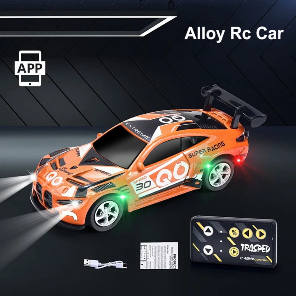 AIGIA 1:64 Mini Alloy Remote Control Car 4WD Drift Wireless Remote Control Racing Car Model APP Remote Control Racing Car Toy Gift