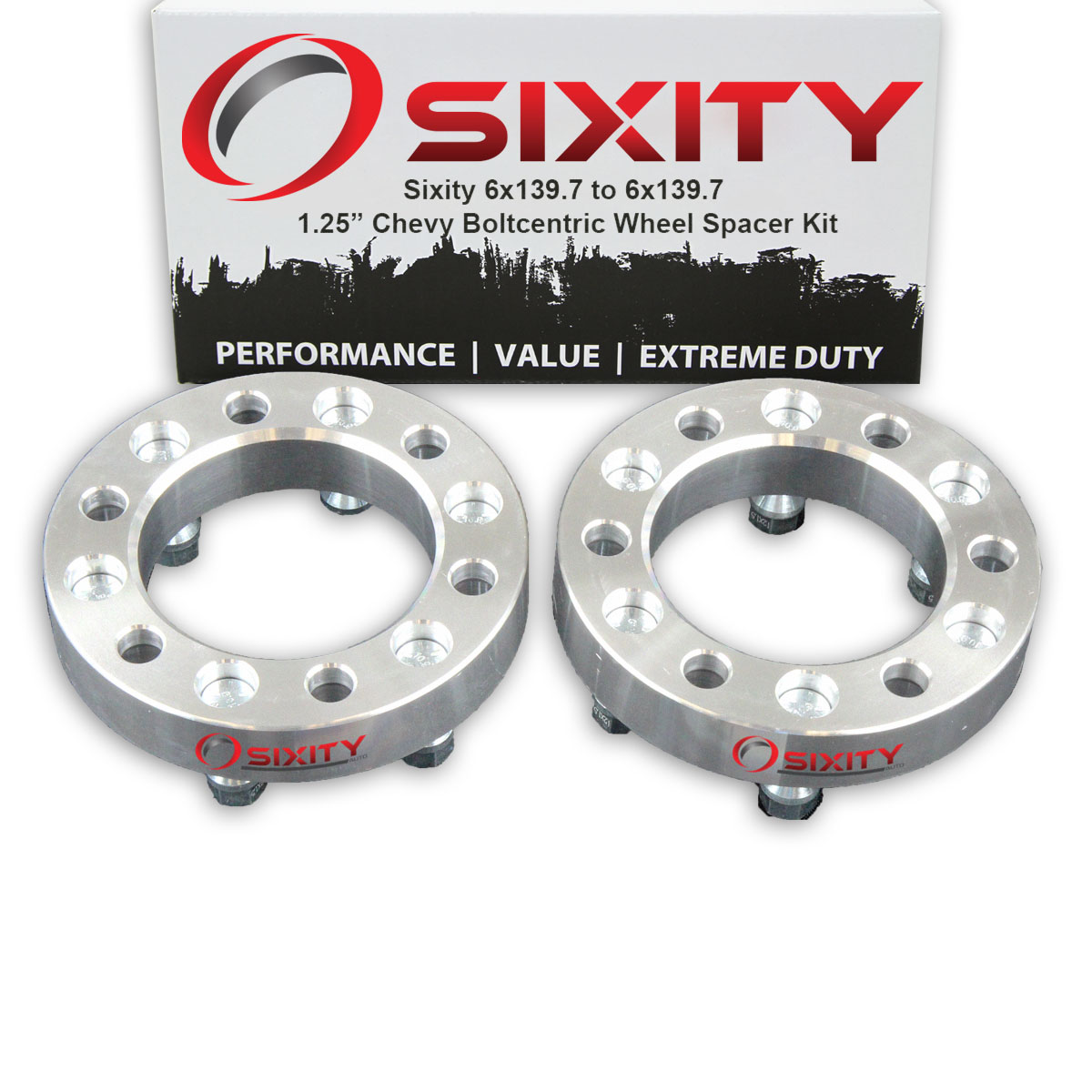 Sixity Auto 2 pc 1.25" 6x139.7 Wheel Spacers compatible with Chevy Colorado M12x1.5mm 1.25in Studs Lugs