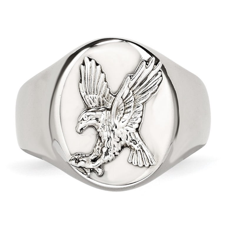 アクセサリー SAAD Silver 925 Eagle Ring Size 21 18.86mm Stainless Steel Polished With 925 Sterling Silver Rhodium