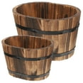thumbnail image 6 of Zcyifa 2 Wooden Bucket Planters Rustic Flower Pots Garden Backyard Container, 6 of 10