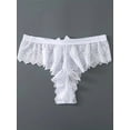 thumbnail image 4 of Tanga de encaje con lazo, bragas transparentes de cintura baja y elasticidad media, lencería y ropa interior femenina, 4 of 5