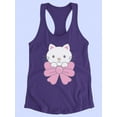 thumbnail image 3 of Cute Cat On Pink Ribborn Racerback Tank Women -Image by Shutterstock, Female x-Small, 3 of 4
