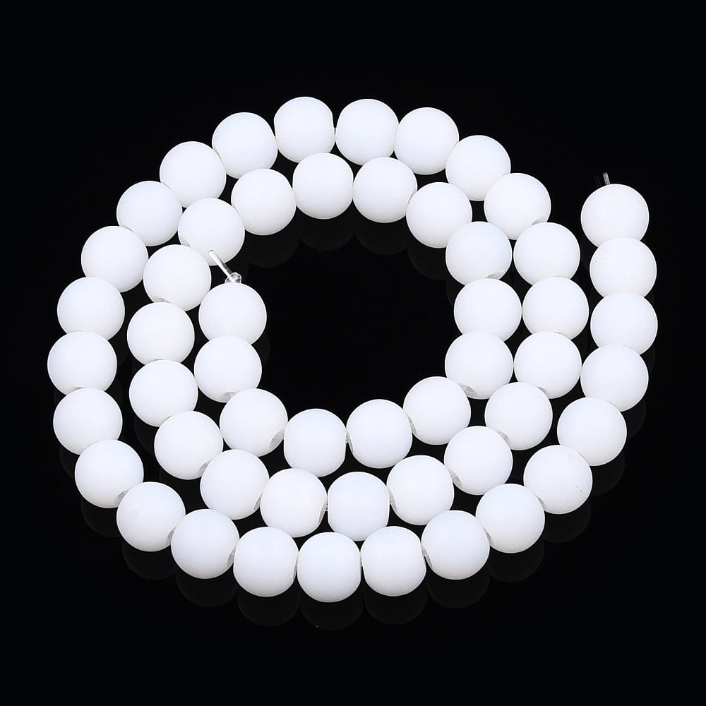 20strands Imitation Glass Beads Strands Frosted Round Creamy White 8~8.5mm Hole: 1.5mm about 51~53pcs/strand 14.96 inch~15.55 inch(38~39.7cm)
