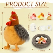 MaoGoLan 8Pcs Chicken Stuffed Animals with 3 Babies Chickens, 3 Eggs, 1 Nest House Hen Plush Set Farm Plush Toy