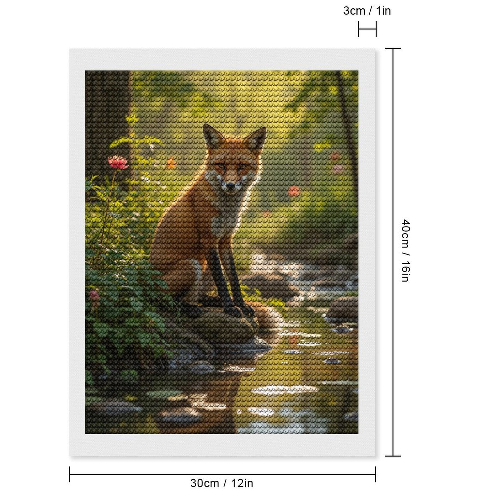 Diamond Art Kits for Adults, Fox Riverside Nature Scene 5D Diamond Painting Kits for Adults Beginners, DIY Full Drill Diamond Painting, Gem Art and Crafts 12x16