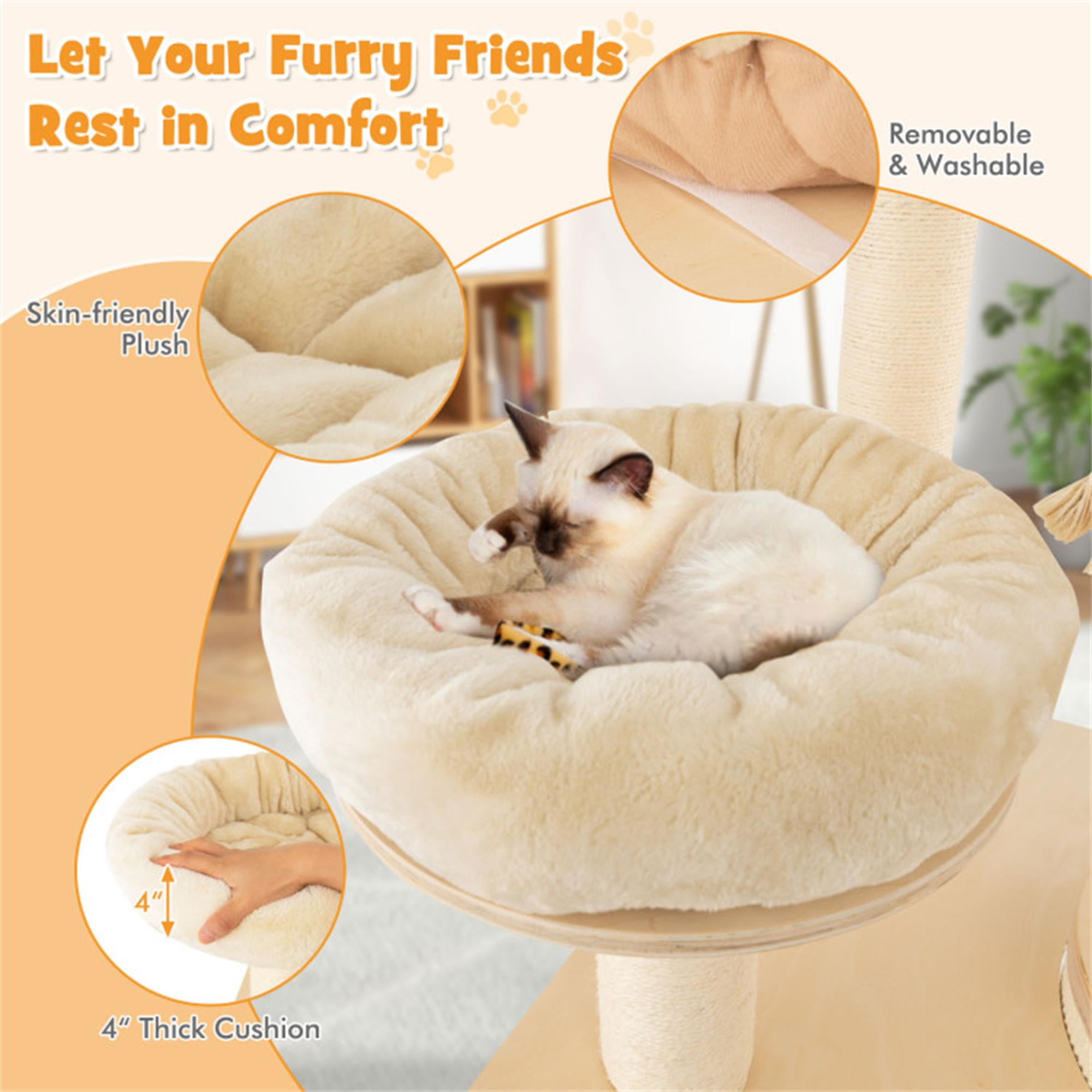 Kadyn 67" Modern Cat Tree Tower for Indoor Cats, Multi-Level Cat Condo with Scratching Post and Removable Pads for Small Large Cats, Beige Kadyn 67" Modern Cat Tree Tower for Indoor Cats, Multi-Level Cat Condo with Scratching Post and Removable Pads for Small Large Cats, Beige
