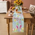 thumbnail image 2 of Happy Easter Table Runner 72 Inches, Spring Bunny Eggs Flower Teal Wood Grain Bed Runner Dresser Scarves Tabletop for Indoor Outdoor Parties/Ceremony/Banquet, 14" x 72", 2 of 8