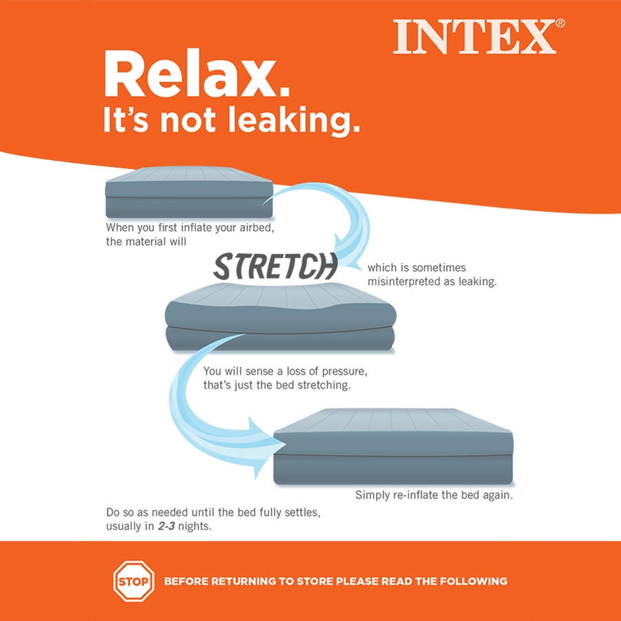 Intex 18in Queen PremAire I Elevated Inflatable Air Mattress with Fiber Technology and Internal Pump