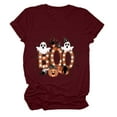 thumbnail image 5 of Kogui Women Ghost T Shirt Halloween Shirt Spooky Shirts Women Cute Halloween Ghost Tshirt Spooky Season Short Sleeve Tops (Wine,M), 5 of 5