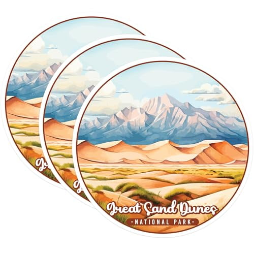 (3 Pack) Great Sand Dunes Decals - National Park Stickers - Laptop Decals - 3 Inches On Longest Side - Easy Peel & Apply - Made in USA - 3MCS0467