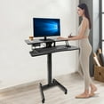 thumbnail image 3 of Black Rolling Electric Podium Desk Height Adjustable with Wheels for Office Home, 3 of 16