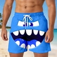thumbnail image 2 of Mens Board Shorts Swimwear Funny Face Print 5 Inch Swim Trunks Lightweight Drawstring Beach Shorts Relaxed Fit Summer Blue XXL, 2 of 4