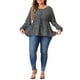 thumbnail image 2 of Blusa peplum de mujer plus size con cuello en V, botones y volantes Agnes Orinda 4X púrpura, 2 of 6