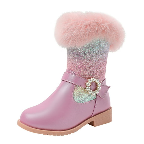 Gubotare Kids Cowboy Boots Toddler Girls Cowboy Boots - Cowgirl Western Boot for Kids Sparkle Glitter Mid Calf Riding Shoes Little Kid/Big Kid Size 12.5 (Pink,Little Kids 12.5)