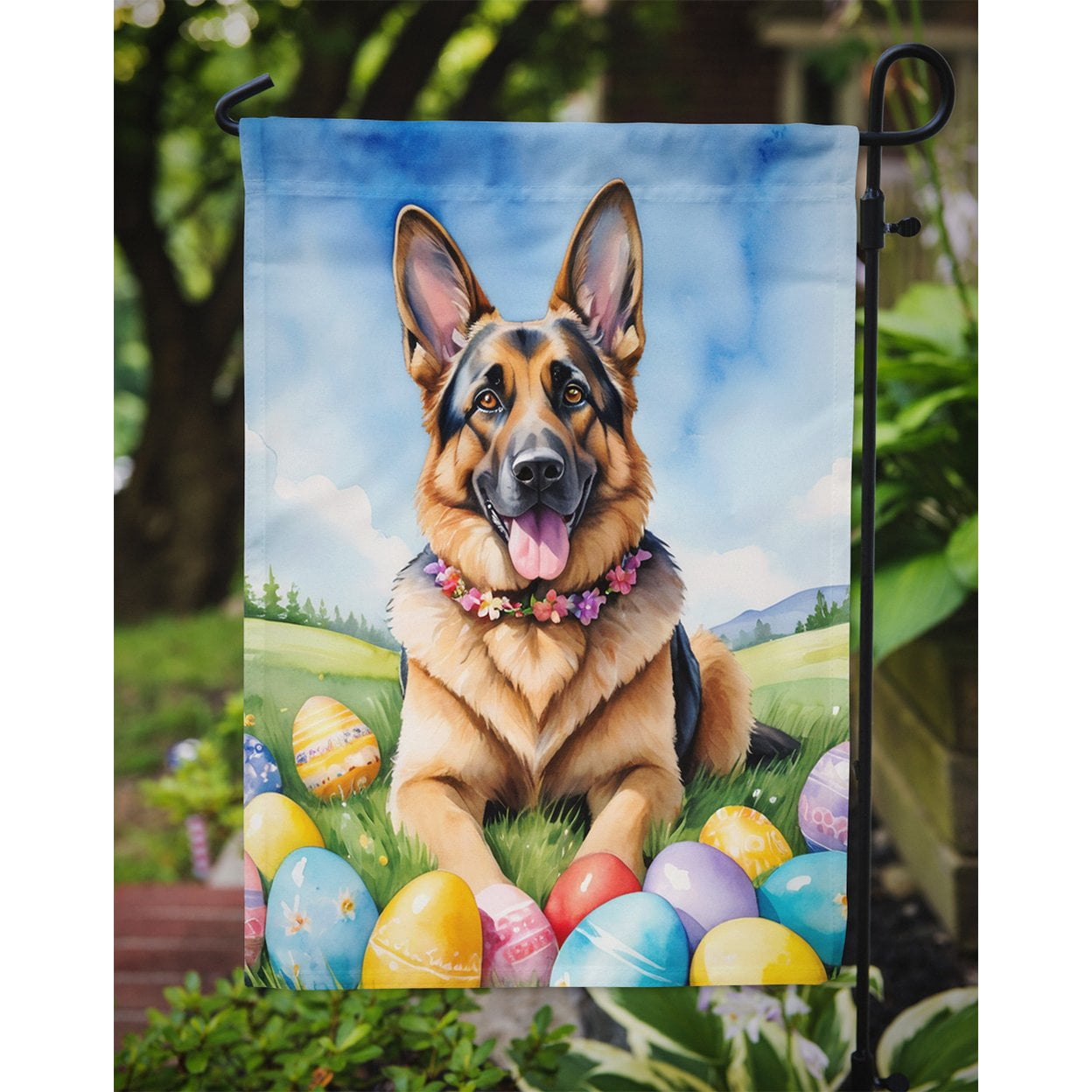 German Shepherd Easter Egg Hunt Garden Flag 11.25 in x 15.5 in