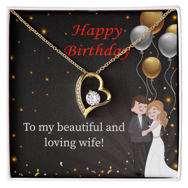 To My Wife Beautiful and Loving Wife Birthday Message Forever Necklace w Message Card