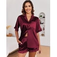 thumbnail image 3 of Ekouaer Womens Satin Pajamas Set Button Down Silk 2 Piece Pj Sets Ruffled Short Sleeve Sleepwear, 3 of 6