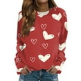 thumbnail image 2 of Valentines Day Outfit Womens Cute Heart Sweater Crewneck Sweatshirts Casual Loose Fit Long Sleeve Pullover Tops, 2 of 5