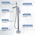 thumbnail image 3 of Wowow Brass Freestanding Waterfall Tub Faucet with Single Handle and Hand Shower in Polished Chrome, 3 of 7